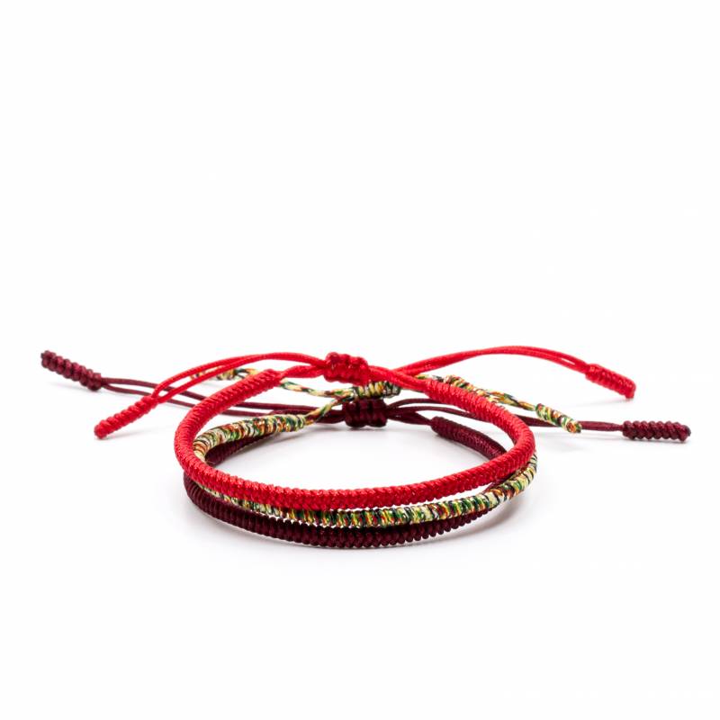 Lot de 3 Bracelets Porte Bonheur Tibétains en corde tressée La Maison