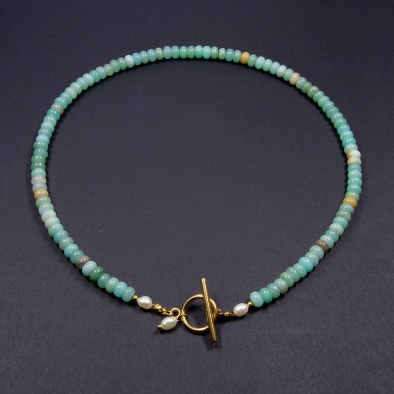 Collier en Amazonite Verte et Perles d’Eau Douce