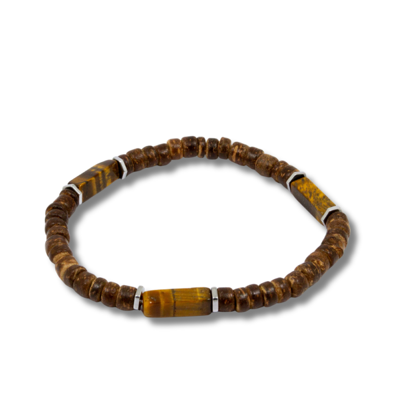 Bracelet Perle de Coco et Œil de Tigre