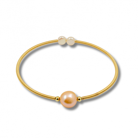 Bracciale in oro con perla rosa d'acqua dolce Bracciale in oro con perla rosa d'acqua dolce