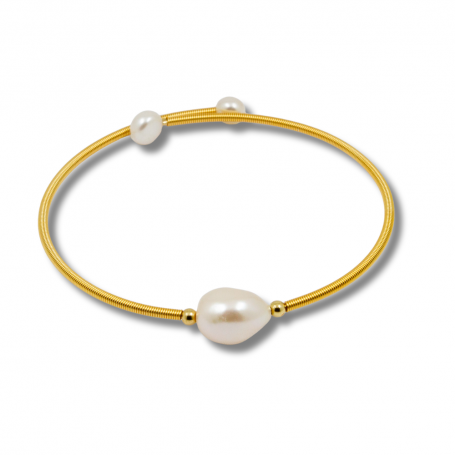 Bracciale di perle d'acqua dolce bianche in oro Bracciale di perle d'acqua dolce bianche in oro