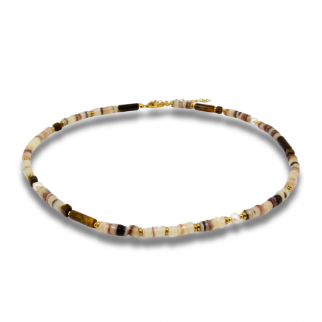 Collier Naturel Œil de Tigre et Perles d’Eau Douce Bracelet Naturel Œil de Tigre et Perle d’Eau Douce