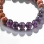 Armband Holz Perlen und Amethyst Lithotherapie