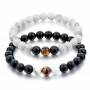 Armband Duo Howlite Onyx Tiger Auge Lithotherapie Paar