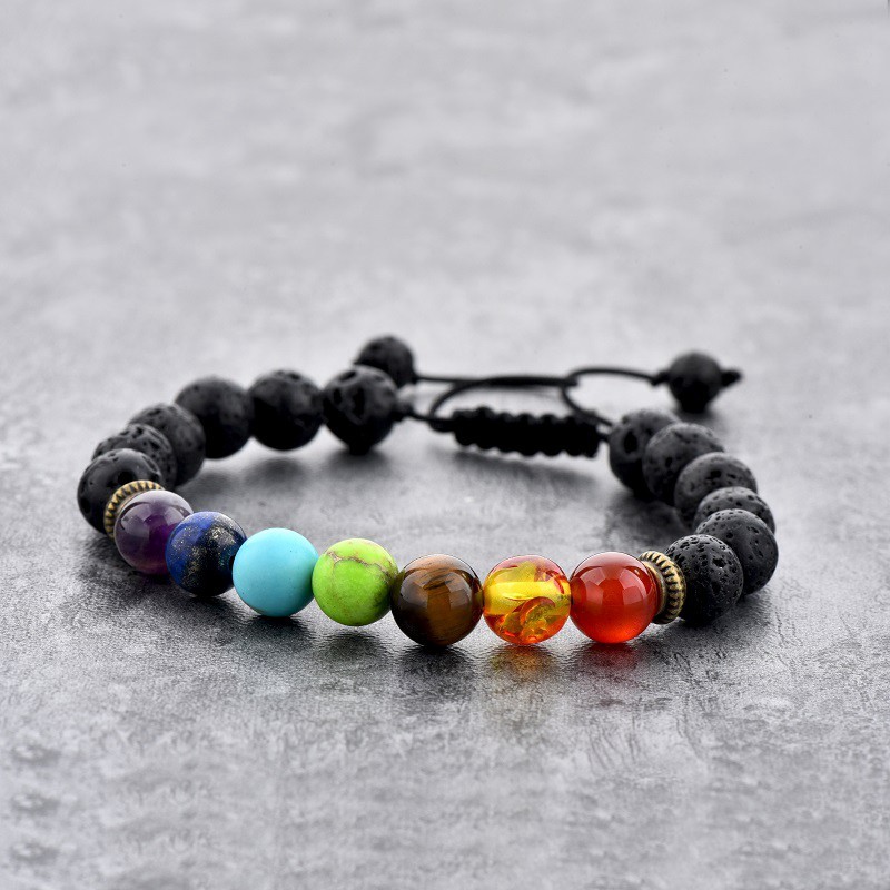 Bracelet 7 Chakras Pierre De Lave Lithoth rapie