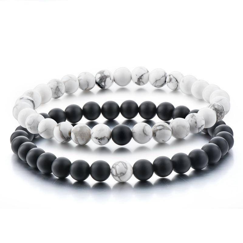 Armband Duo Howlite Onyx 6 mm Lithotherapie
