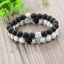 Bracelet Duo Howlite Onyx 8 mm lithothérapie