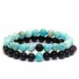 Duo Naturstein Armband onyx matt howlite Turquoise Lithotherapie