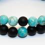 Duo Naturstein Armband onyx matt howlite Turquoise Lithotherapie