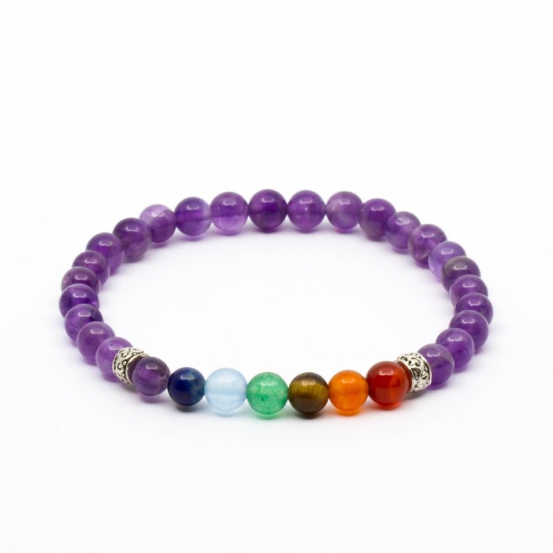 Bracelet Pierre Naturelle Améthyste 6 Mm - Coulissant - Homme Ou Femme