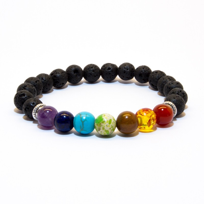 Bracelet Pierre De Lave 7 Chakras Lithoth rapie