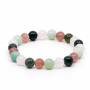 l'agate mousse, le quartz rose, l'amazonite et le quartz fraise